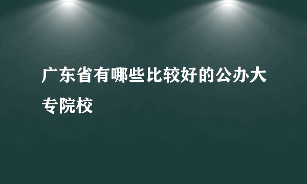 广东省有哪些比较好的公办大专院校