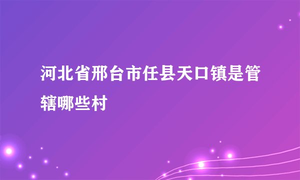 河北省邢台市任县天口镇是管辖哪些村