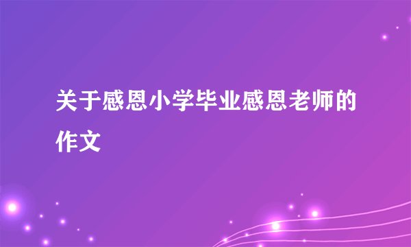 关于感恩小学毕业感恩老师的作文