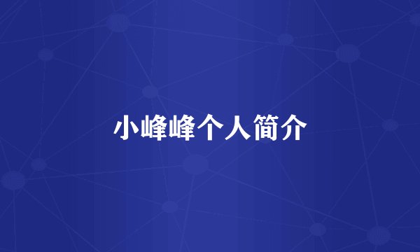 小峰峰个人简介
