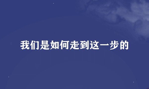 我们是如何走到这一步的