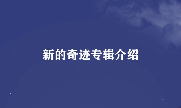 新的奇迹专辑介绍