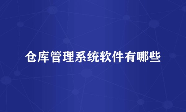仓库管理系统软件有哪些