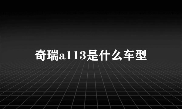 奇瑞a113是什么车型