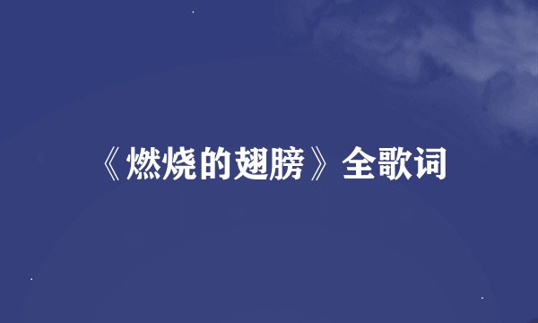 《燃烧的翅膀》全歌词