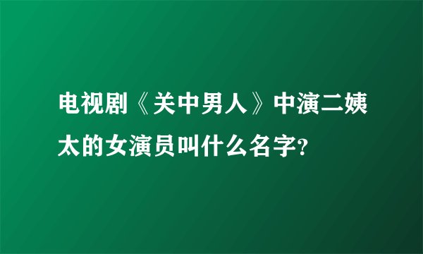 电视剧《关中男人》中演二姨太的女演员叫什么名字？