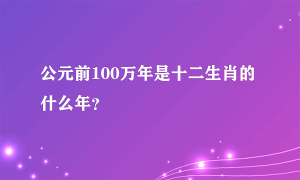公元前100万年是十二生肖的什么年？