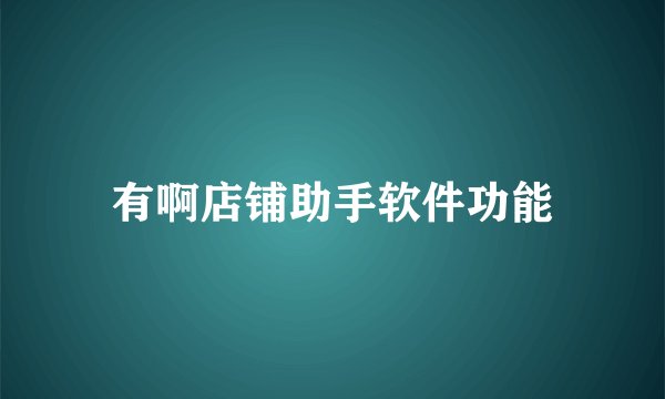 有啊店铺助手软件功能