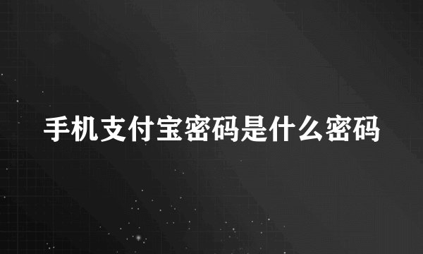 手机支付宝密码是什么密码