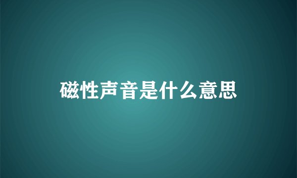 磁性声音是什么意思