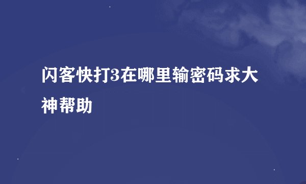 闪客快打3在哪里输密码求大神帮助