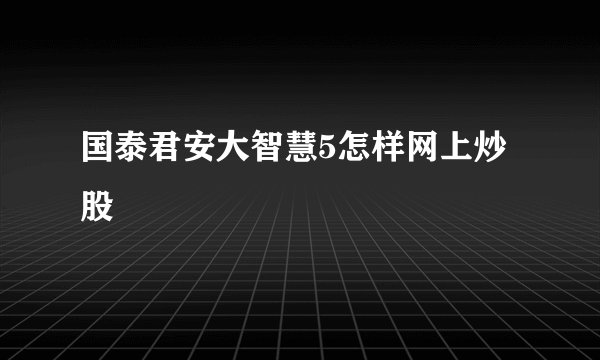 国泰君安大智慧5怎样网上炒股
