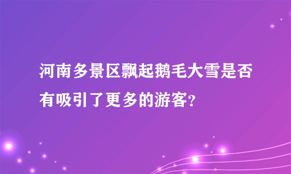 河南多景区飘起鹅毛大雪是否有吸引了更多的游客？