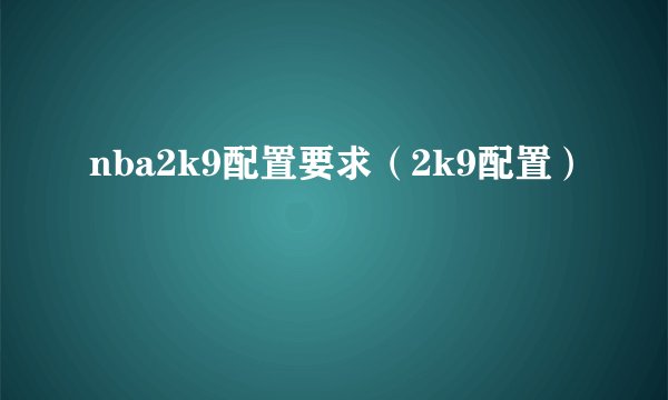 nba2k9配置要求（2k9配置）