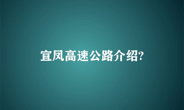 宜凤高速公路介绍?