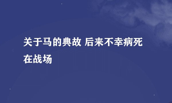 关于马的典故 后来不幸病死在战场