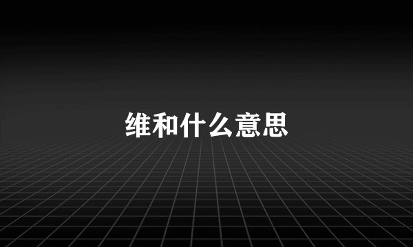 维和什么意思