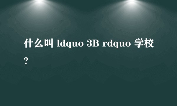 什么叫 ldquo 3B rdquo 学校?