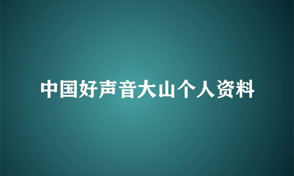 中国好声音大山个人资料