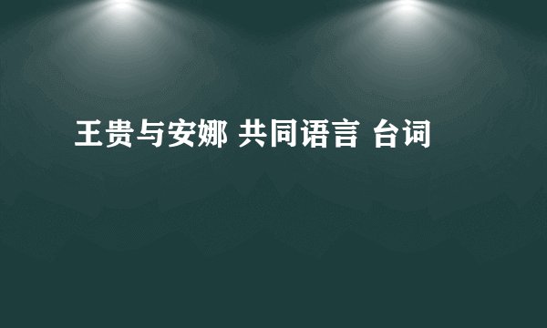 王贵与安娜 共同语言 台词