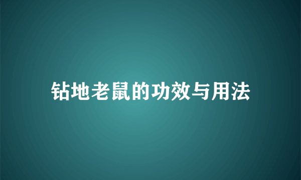 钻地老鼠的功效与用法