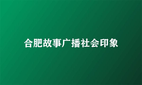 合肥故事广播社会印象