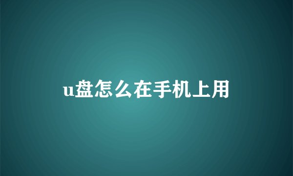 u盘怎么在手机上用