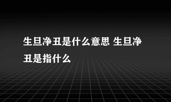 生旦净丑是什么意思 生旦净丑是指什么