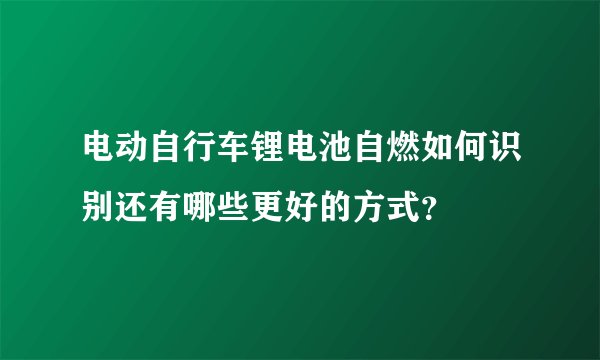 电动自行车锂电池自燃如何识别还有哪些更好的方式?