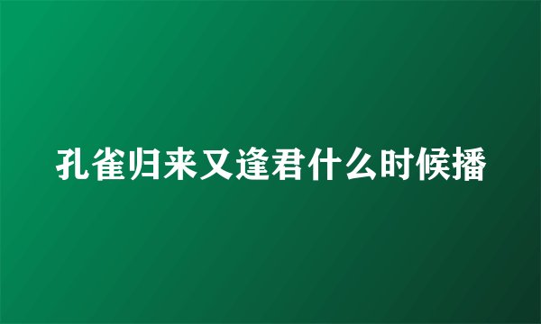 孔雀归来又逢君什么时候播