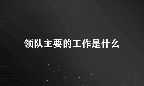 领队主要的工作是什么