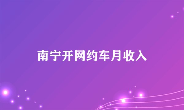 南宁开网约车月收入