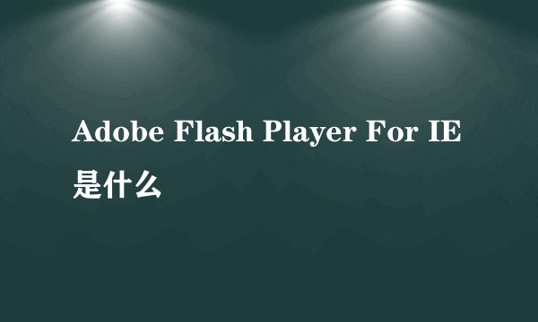 Adobe Flash Player For IE是什么