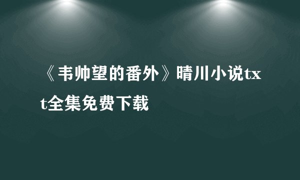 《韦帅望的番外》晴川小说txt全集免费下载