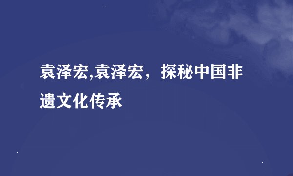 袁泽宏,袁泽宏，探秘中国非遗文化传承
