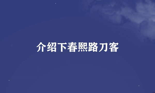 介绍下春熙路刀客