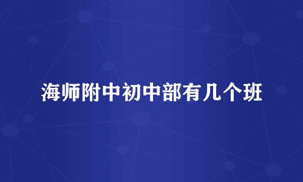 海师附中初中部有几个班