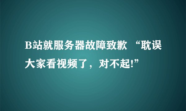 B站就服务器故障致歉 “耽误大家看视频了,对不起!”