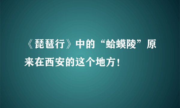 《琵琶行》中的“蛤蟆陵”原来在西安的这个地方！