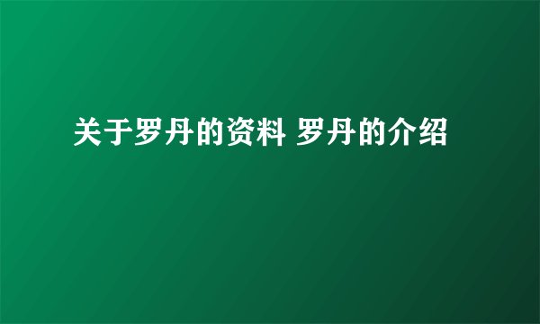 关于罗丹的资料 罗丹的介绍