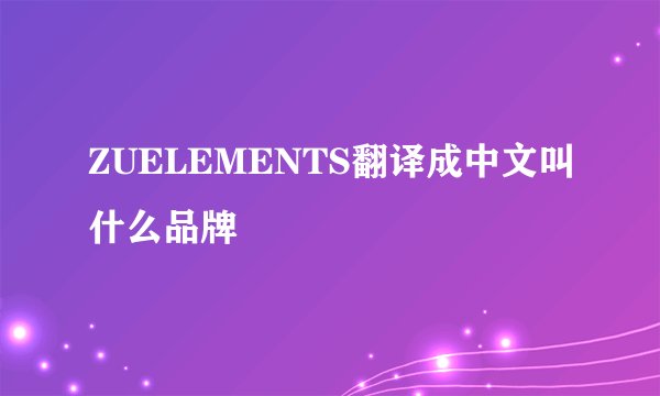 ZUELEMENTS翻译成中文叫什么品牌