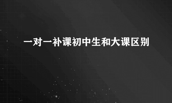一对一补课初中生和大课区别