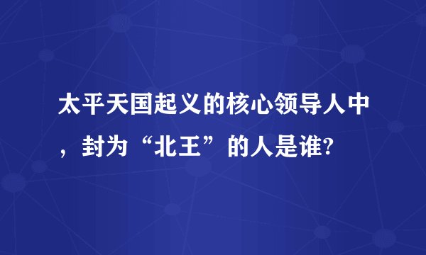 太平天国起义的核心领导人中，封为“北王”的人是谁?
