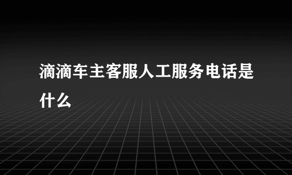 滴滴车主客服人工服务电话是什么