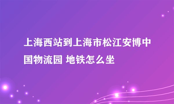上海西站到上海市松江安博中国物流园 地铁怎么坐