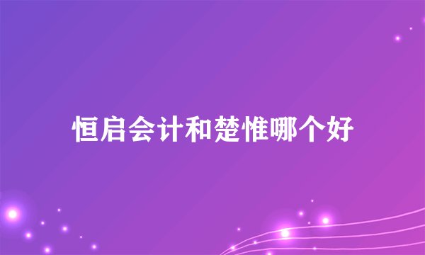 恒启会计和楚惟哪个好