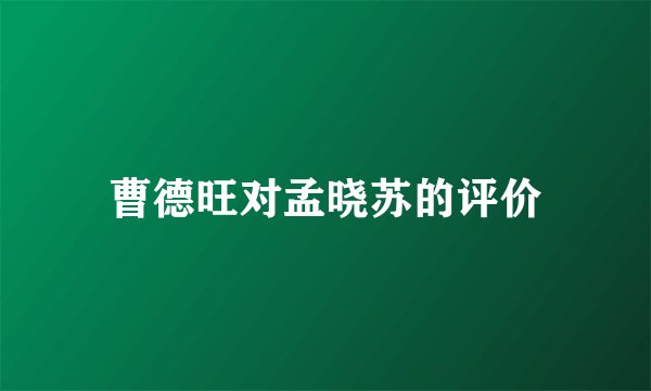 曹德旺对孟晓苏的评价