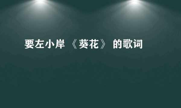 要左小岸 《葵花》 的歌词