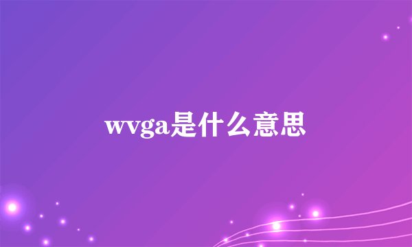 wvga是什么意思