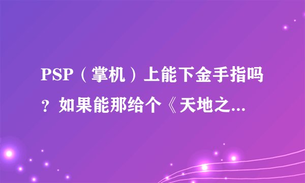 PSP（掌机）上能下金手指吗？如果能那给个《天地之门2武双传》中文版的金手指下载地址，顺便给个教程